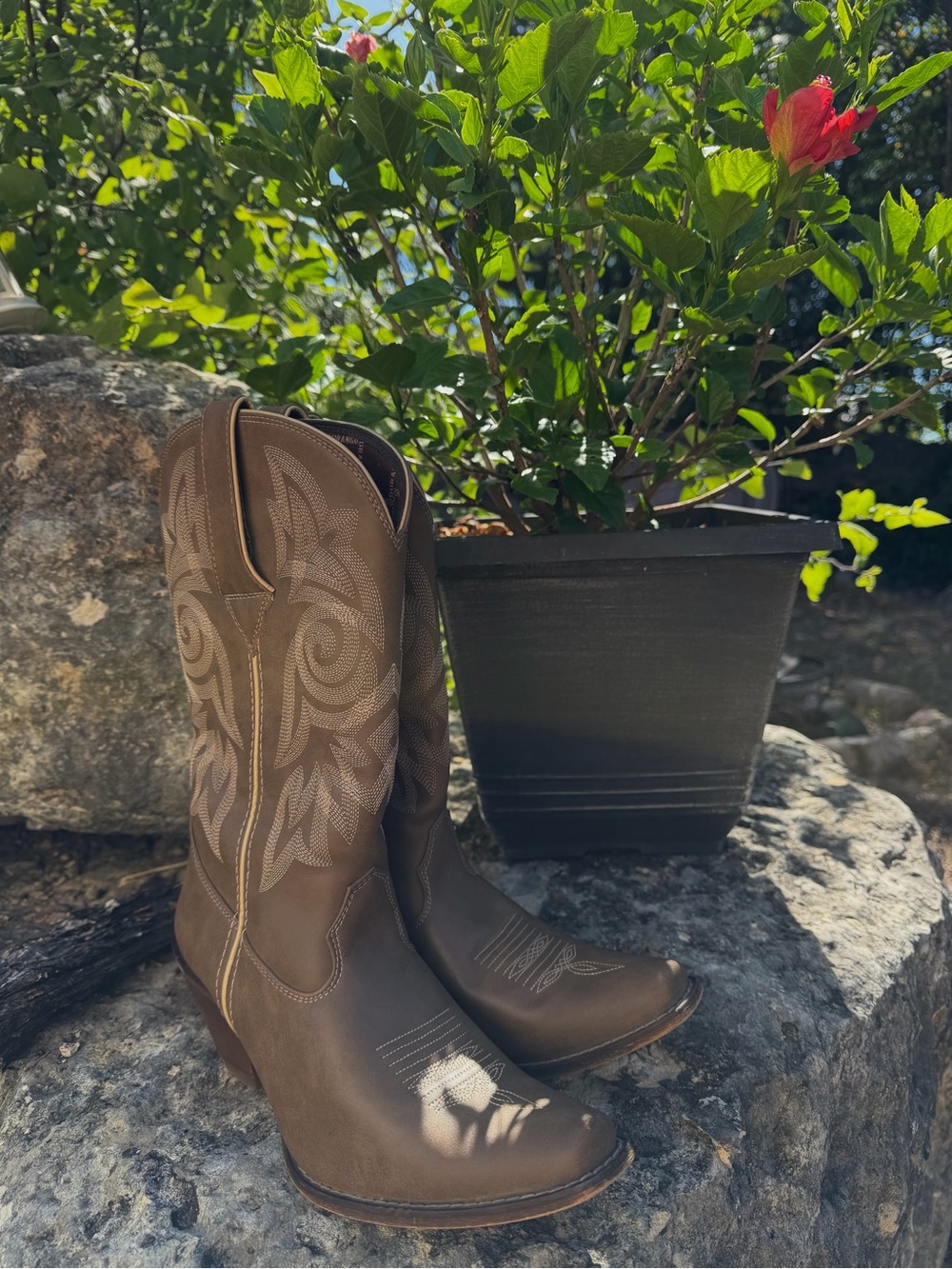 Durango Brown Embroidered Western Heeled Boots